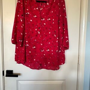 Philosophy Red 3/4 Sleeve Relaxed Blouse